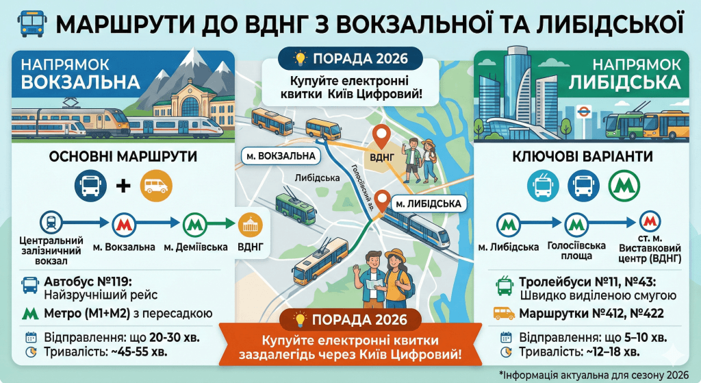 Логістика з центральних та прилеглих районів Вокзальна та Либідська до ВДНГ
