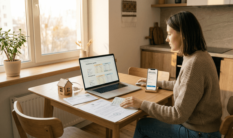 Як змінити постачальника електроенергії в Україні: порівняння тарифів та подання онлайн-заяви на ноутбуці