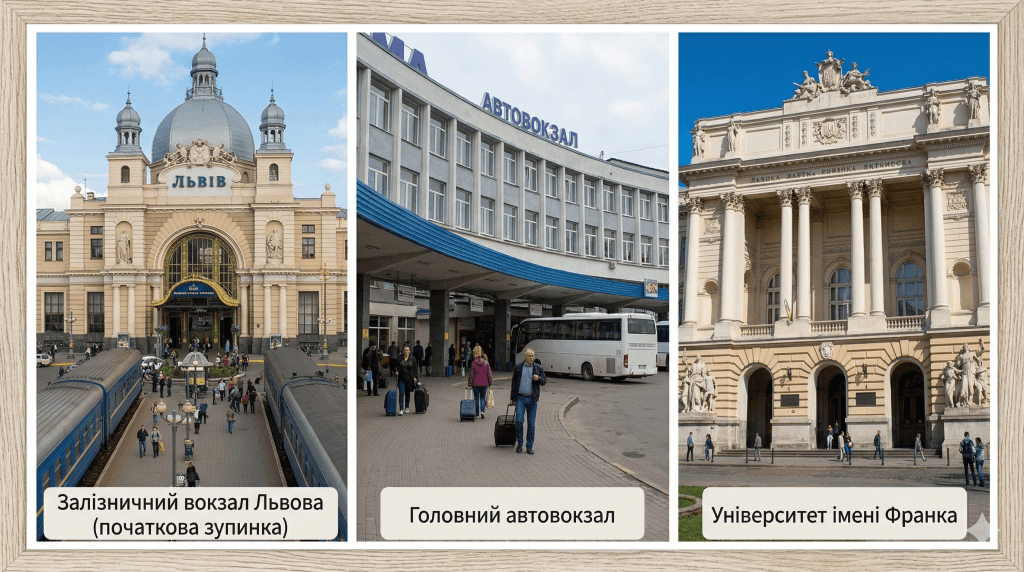 важливі об'єкти, розташовані поблизу зупинок маршруту 3А Львів