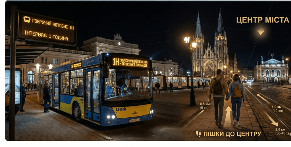 нічні маршрути автобусів від вокзалу львова до центру