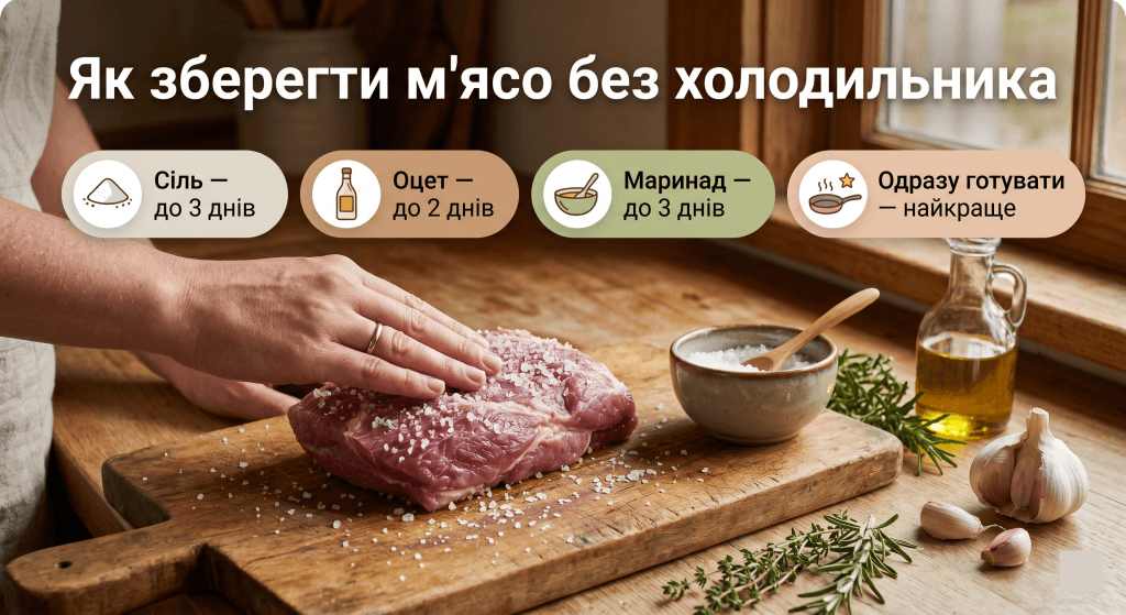 як зберегти м'ясо без холодильника довго — засолювання сіль маринад оцет методи зберігання