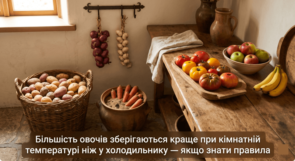 зберігання овочів і фруктів без холодильника — картопля цибуля томати яблука методи зберігання