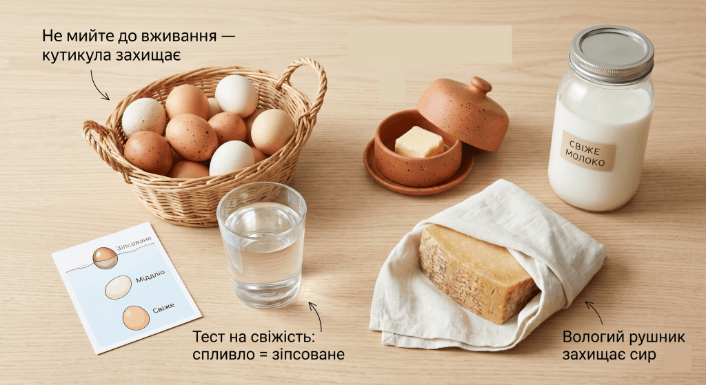 зберігання яєць без холодильника скільки можна — тест свіжості кутикула молочні продукти методи