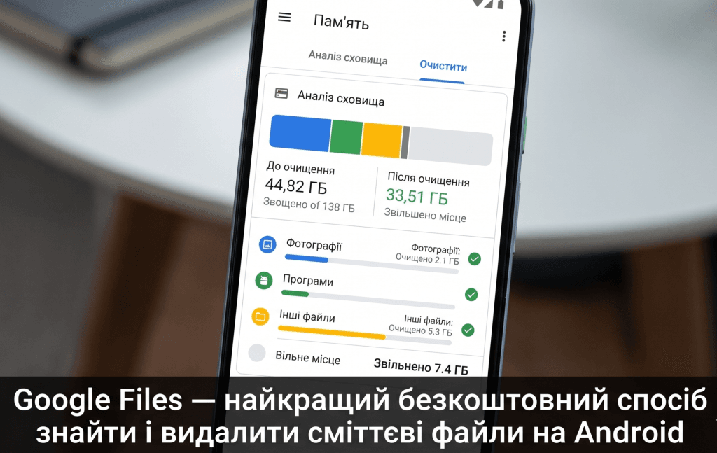 скільки місця займає кеш і як його видалити — Google Files Android програма очищення пам'яті смартфон
