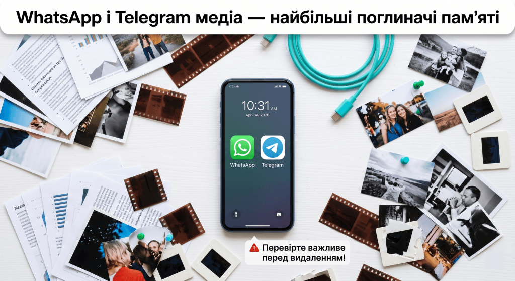 тимчасові файли телефону де знайти і видалити — WhatsApp Telegram медіа папка очищення пам'яті