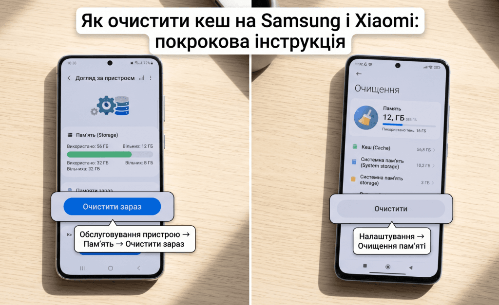 як очистити пам'ять телефону Samsung Xiaomi — налаштування кеш додатків покрокова інструкція