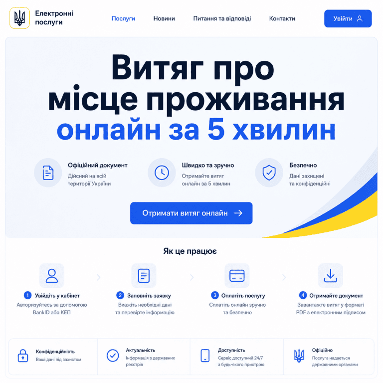 Головне зображення статті про те, як швидко отримати витяг про місце проживання онлайн в Україні.