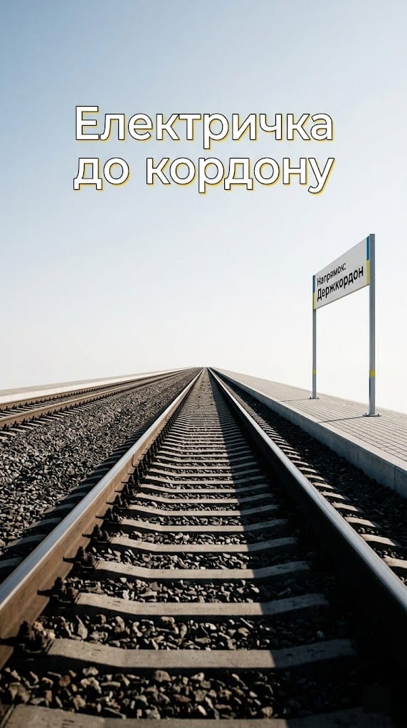 Залізнична колія та вказівник напрямку електрички до державного кордону в Шегинях.