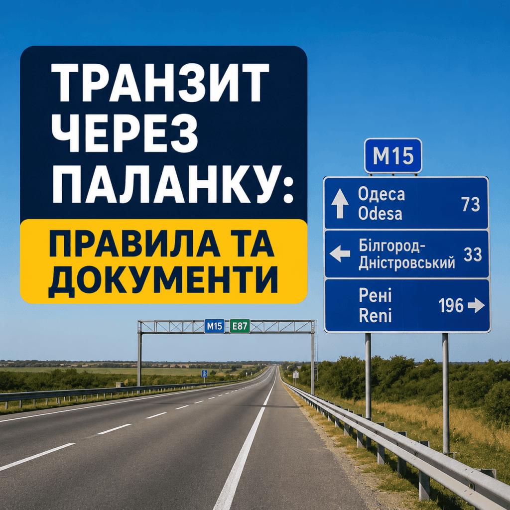 Автомобільна траса М15 Одеса — Рені в районі прикордонного сектору Паланка, дорожній вказівник.