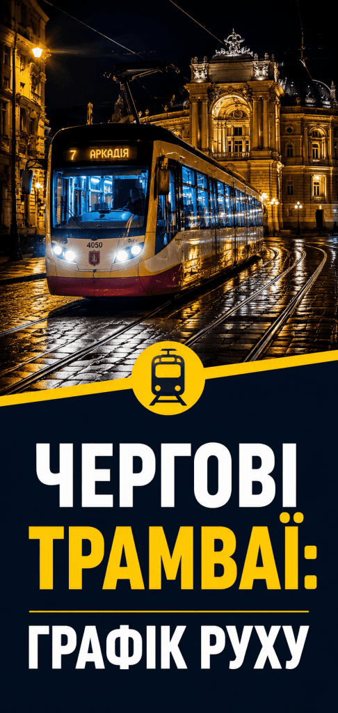 Актуальний розклад чергових трамваїв в Одесі та графік руху вечірнього електротранспорту.