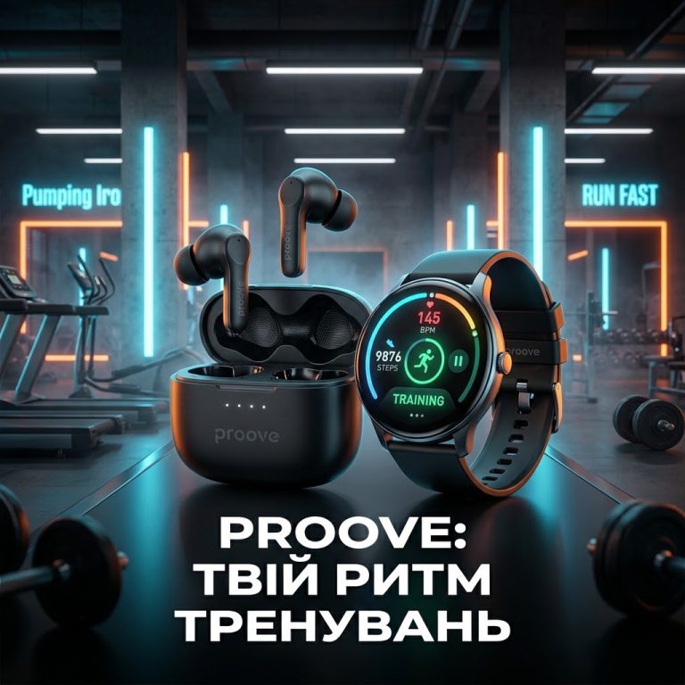 Гаджети Proove для тренувань: бездротові навушники та смарт-годинник для спорту